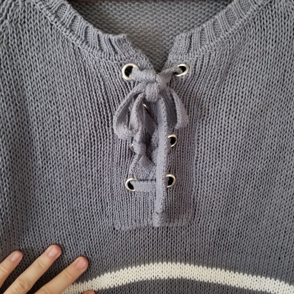 WOODEN Ships Tied Neckline Boating Cotton Blend Summer Sweater Size Small Medium - Picture 7 of 8